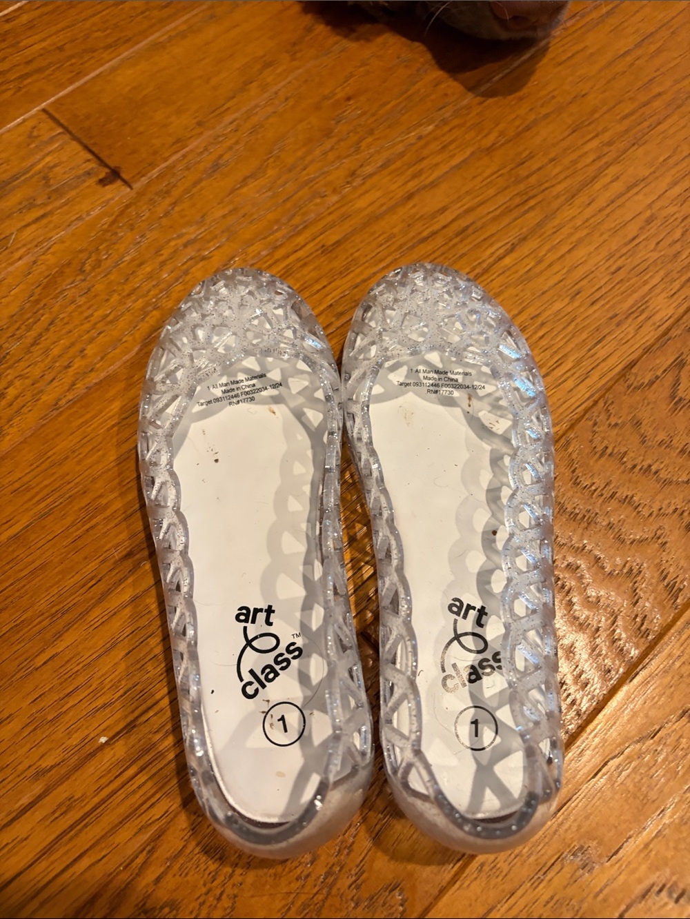 art class Silver Clear Glitter Jelly Flats for Kids